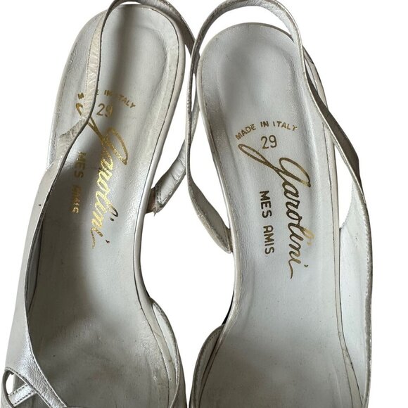 Vintage Garolini 'Mes Amis' White Leather Slingback Sandals,  Size 7.5 M - Picture 9 of 10